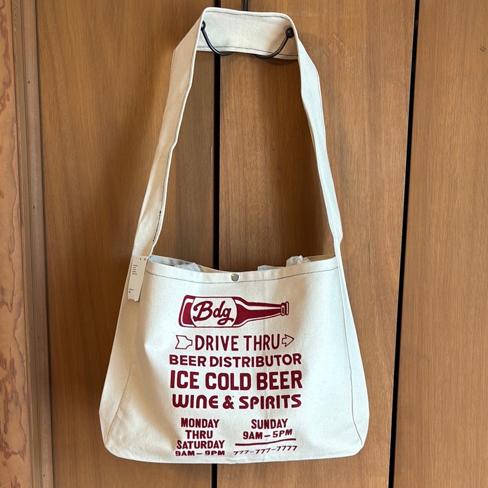 Canvas Tote Bag with Red Print